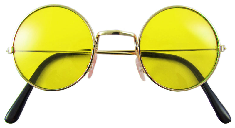 Hippie Set 3-tlg. - Margeriten Haarband, Peace Kette und Lennon Brille | Gelb