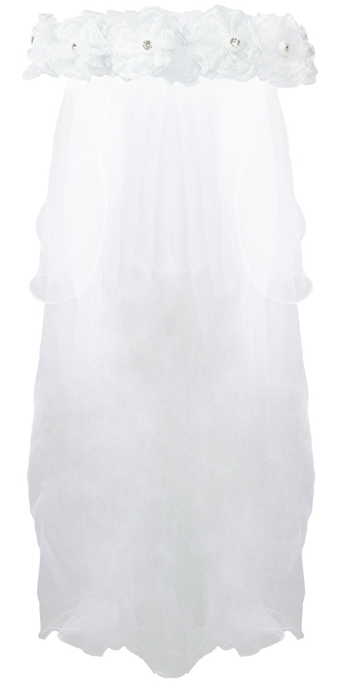 Brautschleier Haarkranz Novalie mit Spitze und Strass - Weiß