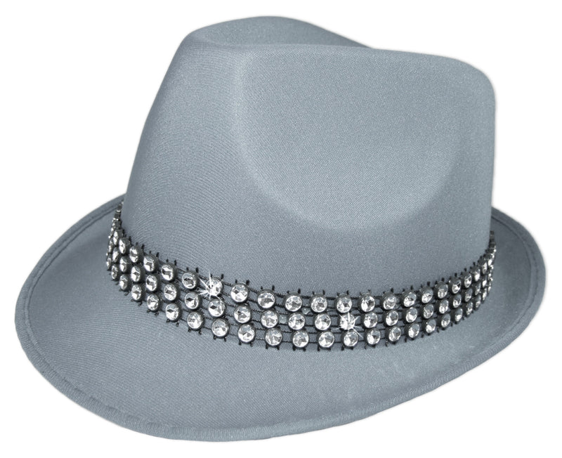 Disco Party Hut Trilby Kristall Grau