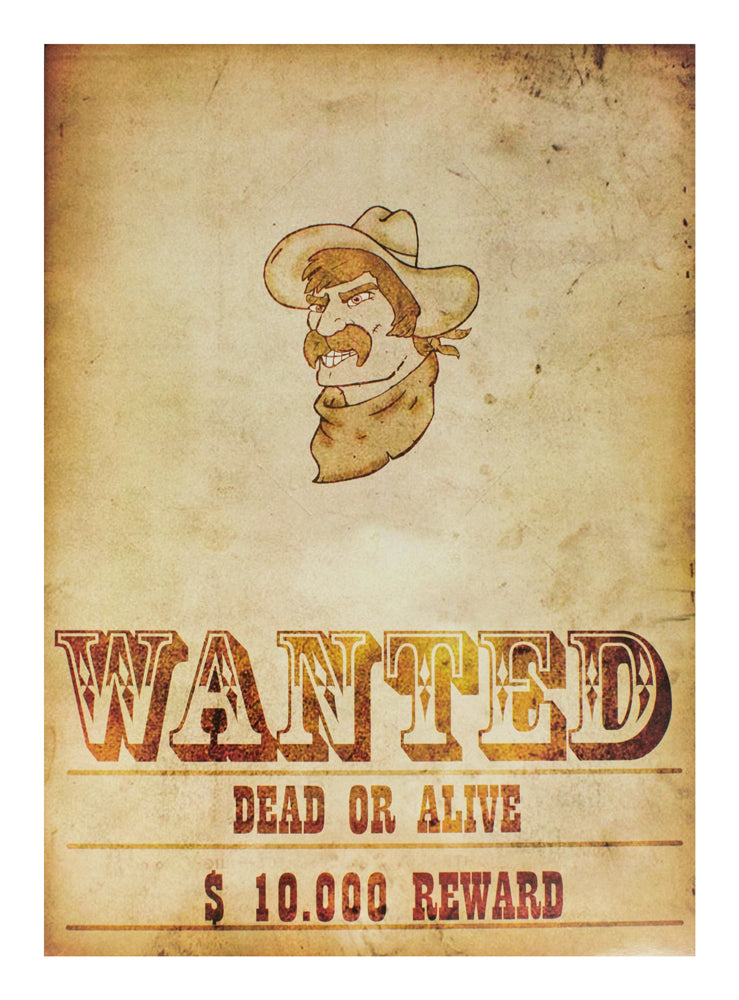 Poster Wanted im Wild West Look 42 x 30 cm