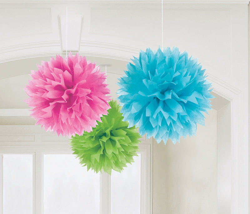 Fluffy Papier Pompons Ø 40 cm - 3 Stück | Farbwahl