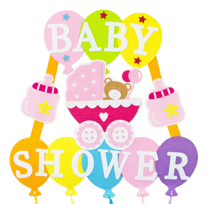 Baby Shower Party Dekoration - XL Wandbild mit Ballons 110 x 56 cm - Rosa