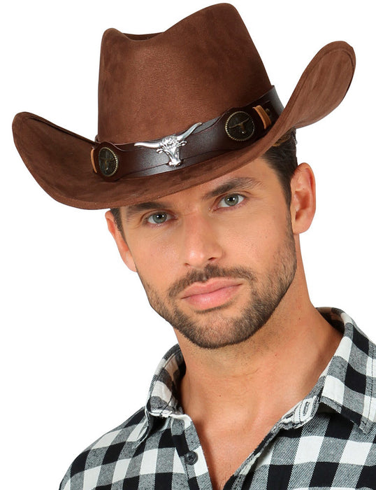 Cowboy Hut "Dallas" im Wildleder-Look | Braun