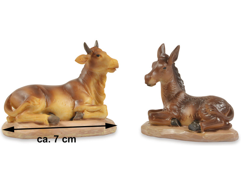 Riffelmacher Krippentiere Ochs & Esel | 2er Set | 7 cm | Braun | Weihnachtskrippe Figuren naturgetreu | 78041