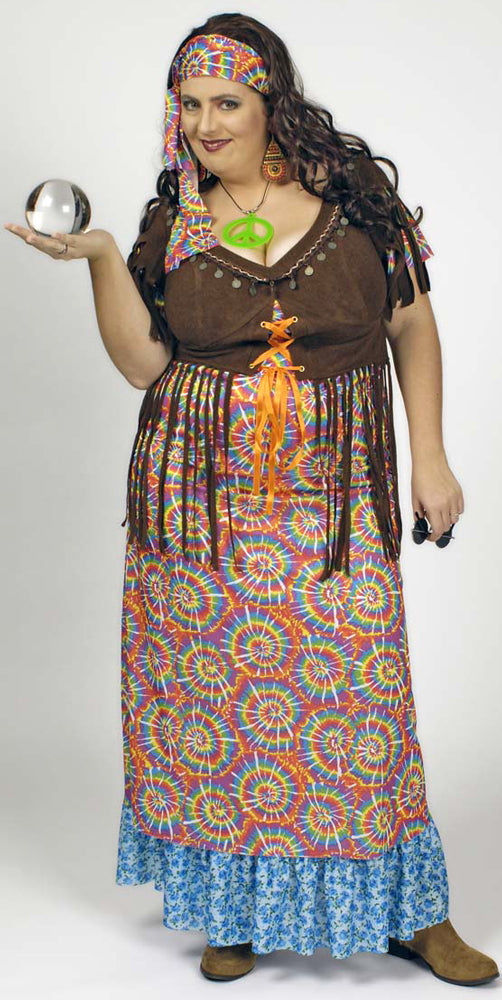 Hippie Retro Kostüm Rainbow Damen für große Größen
