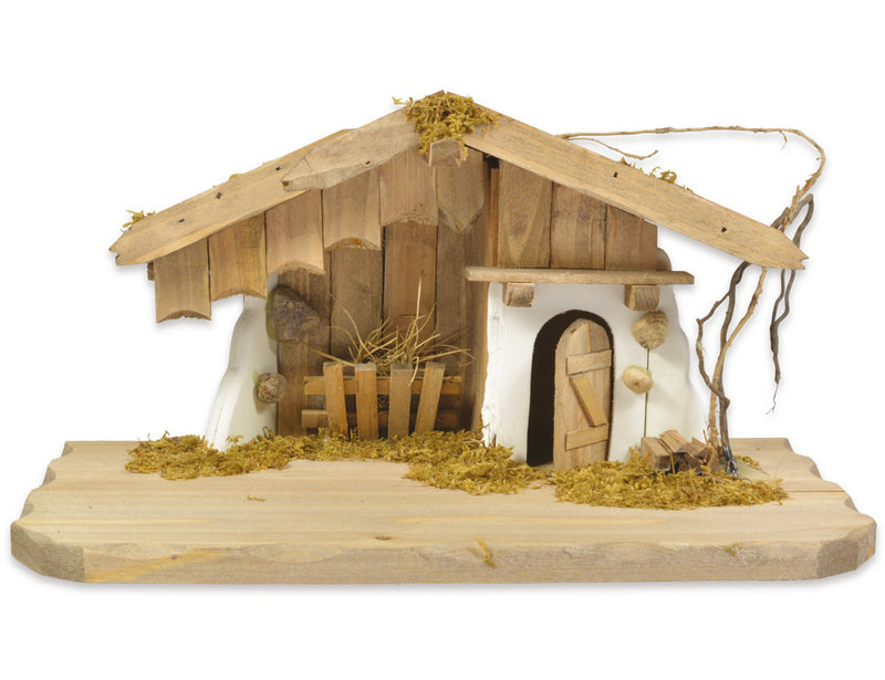 Krippenstall Weihnachtskrippe "Kötzing" 30x16x15cm Naturfarben Hütte | 78103