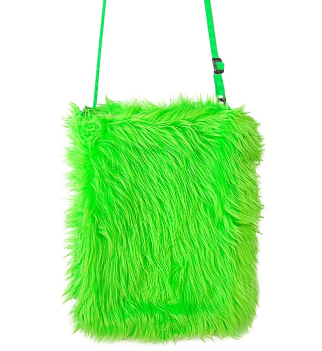 Neon Plüsch Handtasche 24 x 20 cm - Kostüm Zubehör 80er Jahre Rave Fasching Party