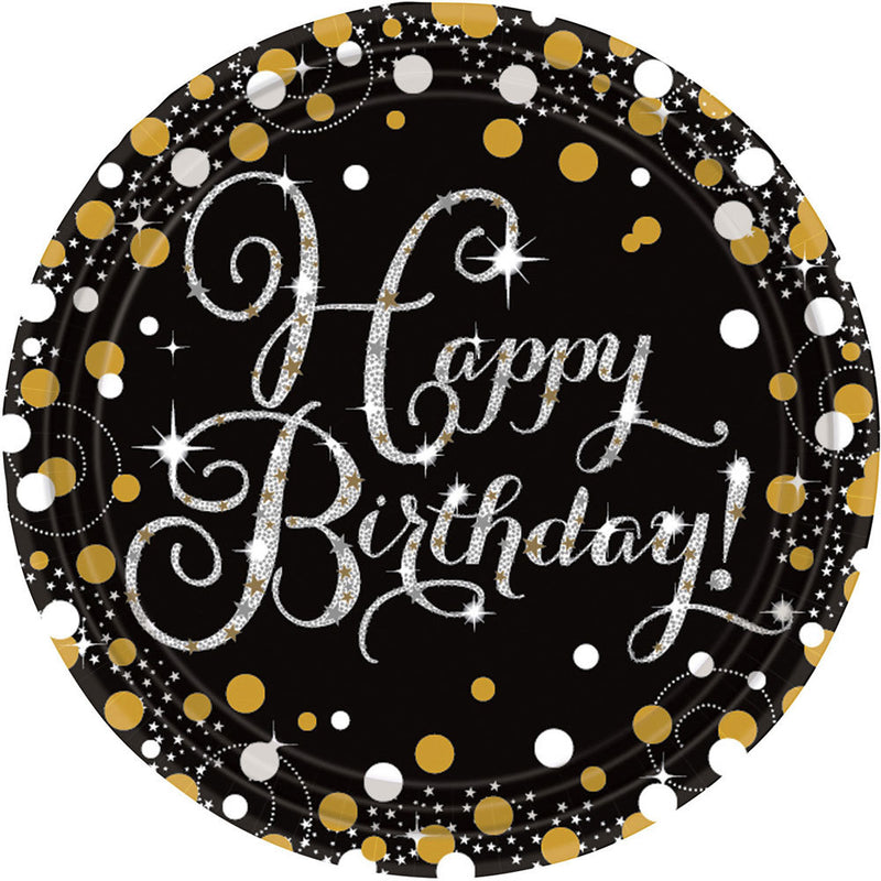 Amscan "Sparkling Celebration" Schwarz / Gold | Happy Birthday Geburtstag Partydekoration