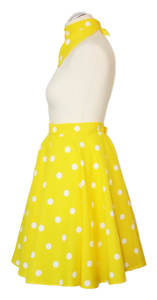 Tellerrock mit Halstuch für Damen | Gelb Weiß