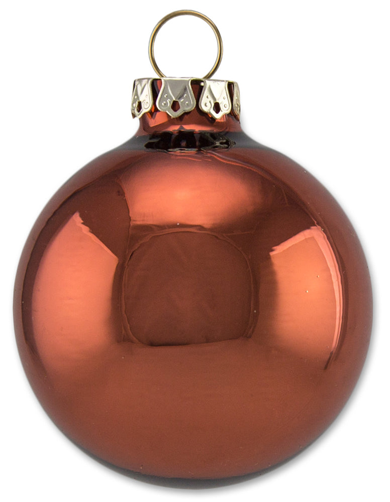 Thüringer Glasdesign Weihnachtskugel-Set 8cm 12-tlg. - Kupfer mit Glitzer Dekor Romantikbordüre - A0