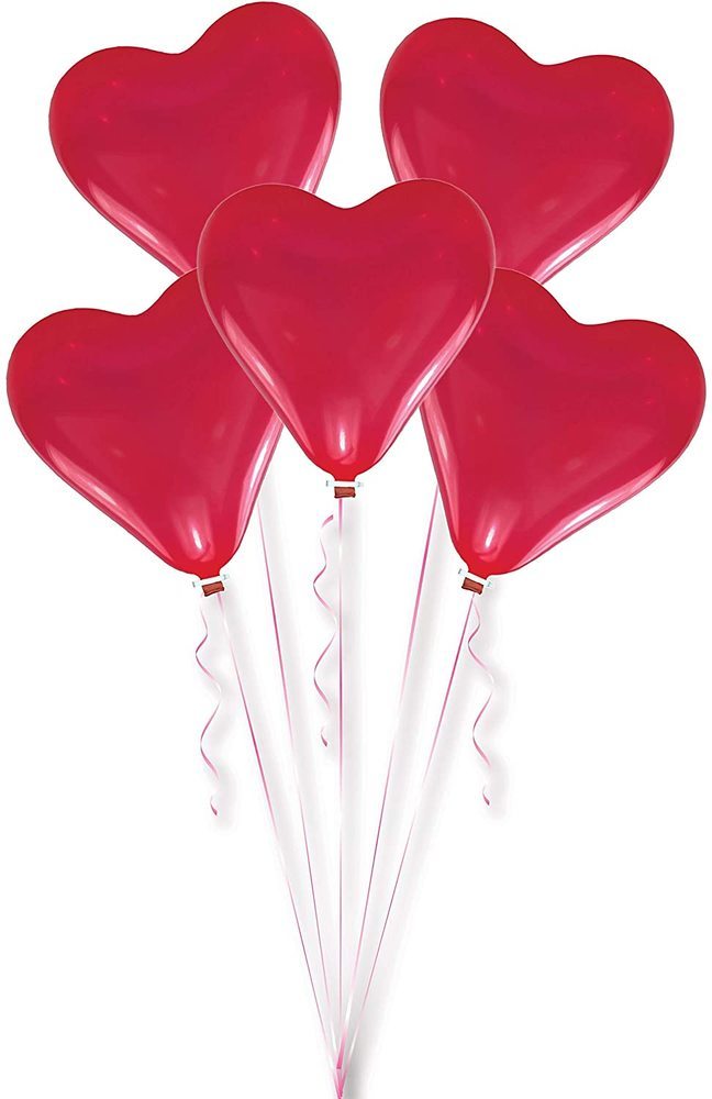 5 Latexballon Luftballon Herzen - Mittelgroß 27,5 cm Rot