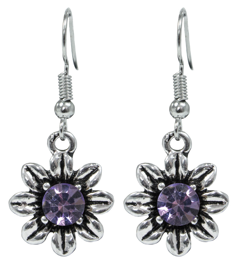 Blumen Collier mit Ohrhängern - Lila