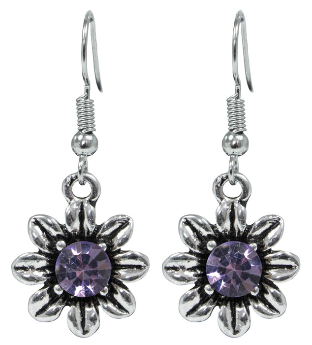 Blumen Collier mit Ohrhängern - Lila