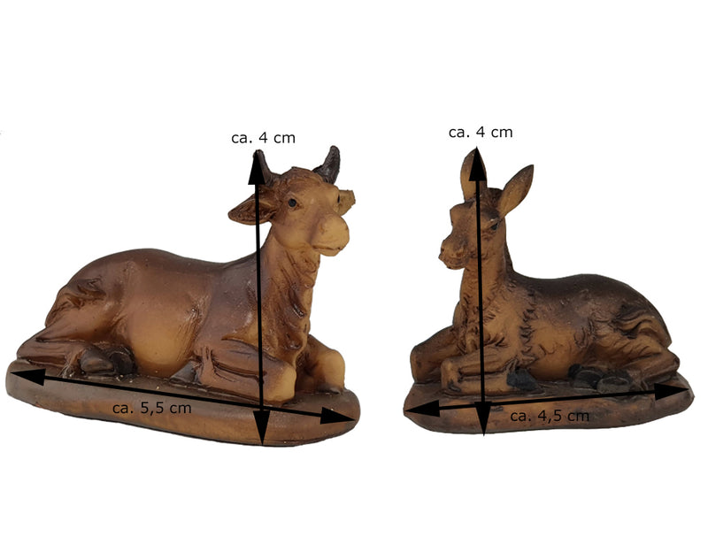 Riffelmacher Krippentiere Ochse & Esel 2-teilig | 4,4–6 cm | Braun 78049