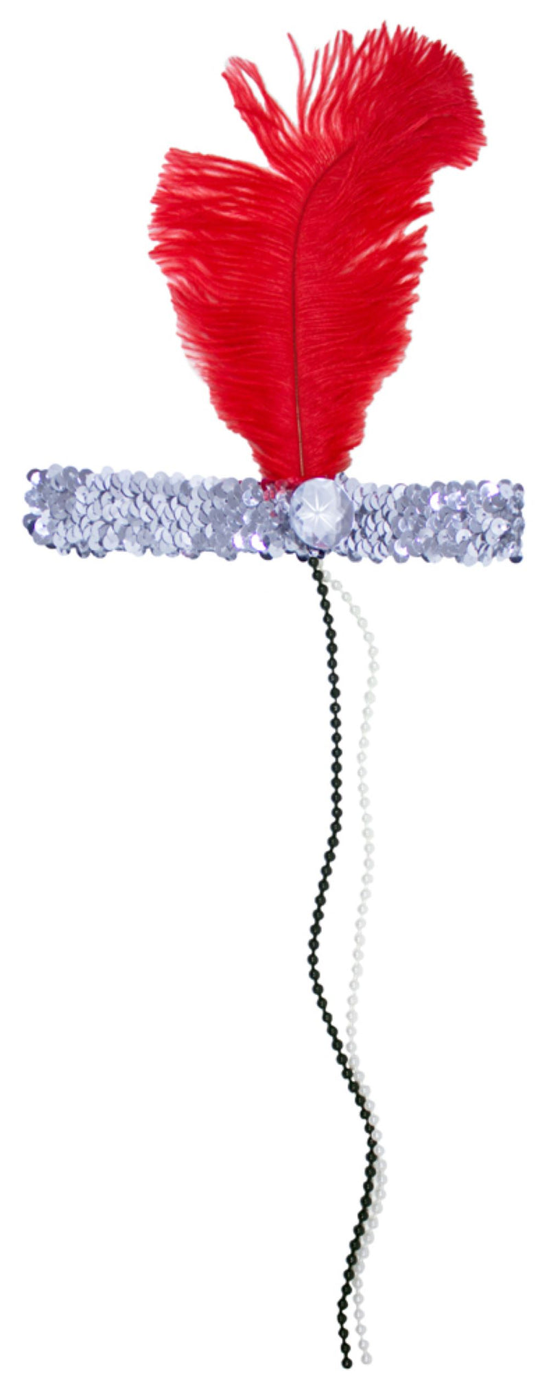 Charleston Feder Stirnband "Kira" - Silber Rot