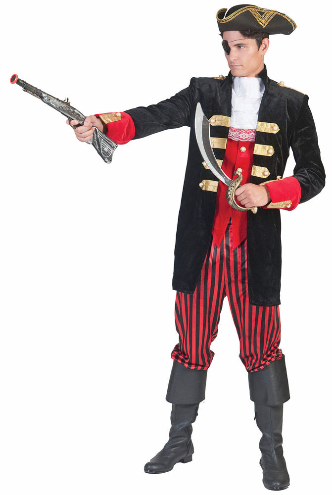 Piraten Kostüm "Joe" für Herren | Schwarz Rot mit Gehrock