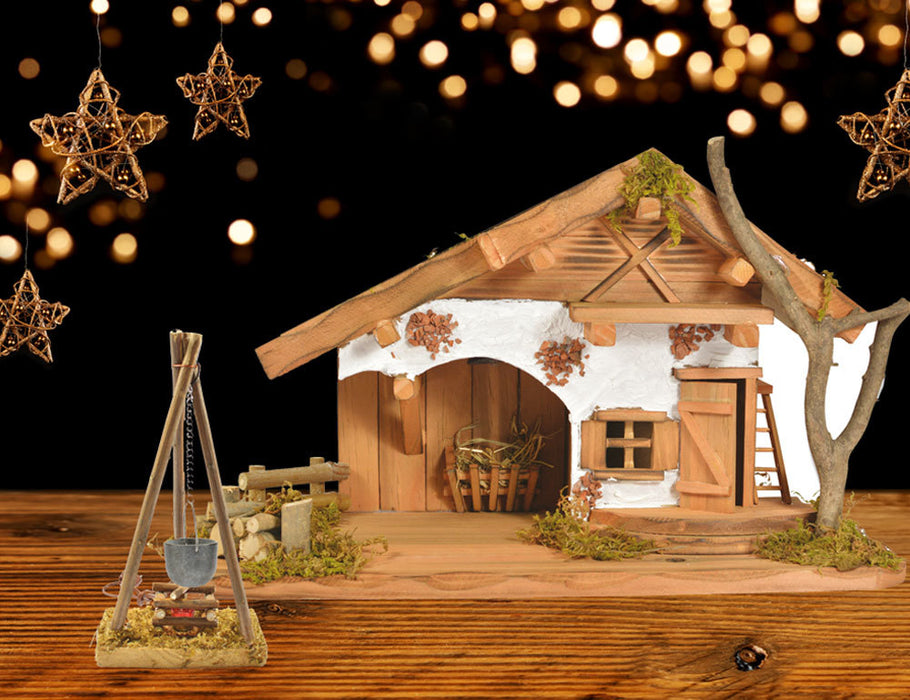 Mini Lagerfeuer mit Kessel und Licht E10 Ø 15 cm - 78288 | Zubehör Weihnachtskrippe