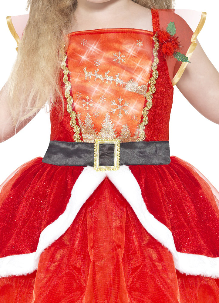 Miss Santa Kostüm mit Lichteffekt für Mädchen