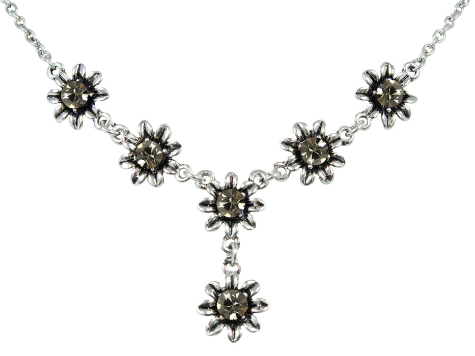 Blumen Collier mit Ohrhängern - Black Diamond