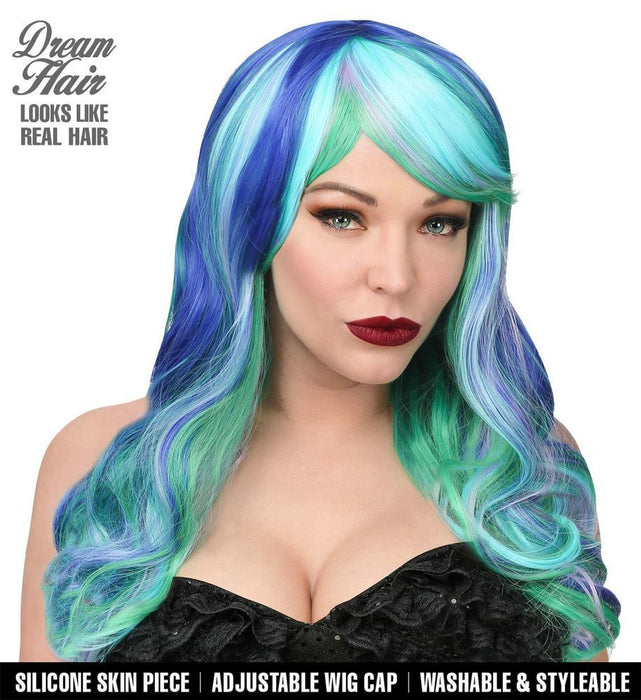 Dream Hair Langhaar Perücke "Leia" - Blau / Türkis