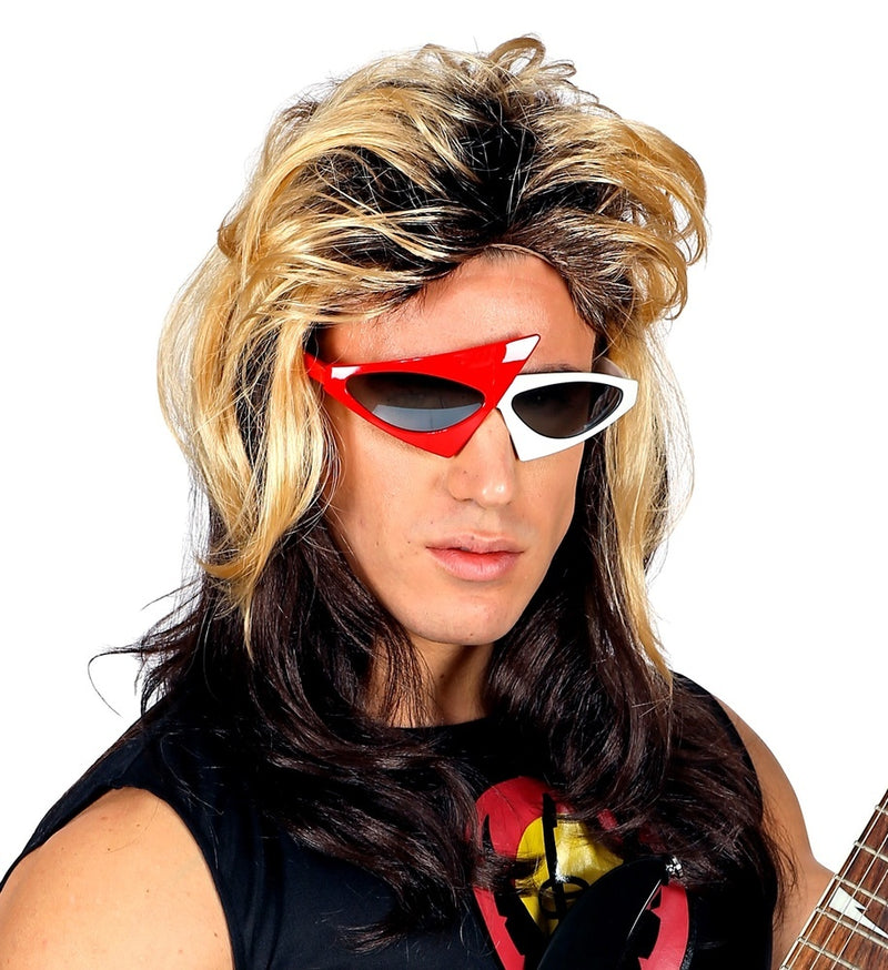 80er Jahre Rockstar Vokuhila Perücke | Blond Braun