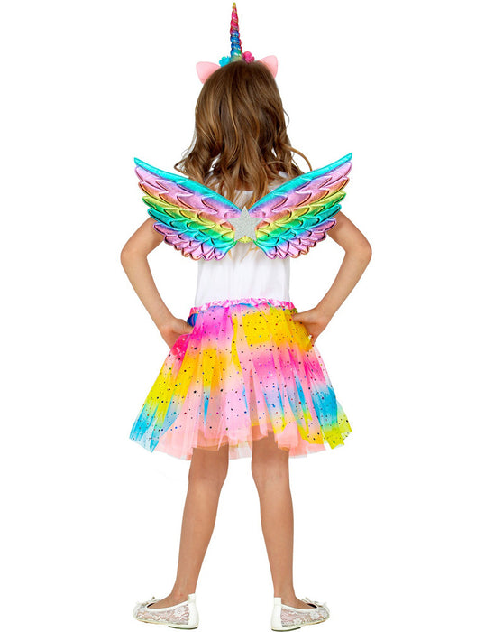 Einhorn Kostüm Set "Rainbow" für Mädchen - 3-tlg. mit Flügeln
