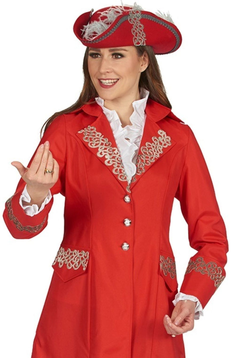 Wollfilz Hut zum Piraten Musketier Kostüm - Dreispitz Rot / Grau