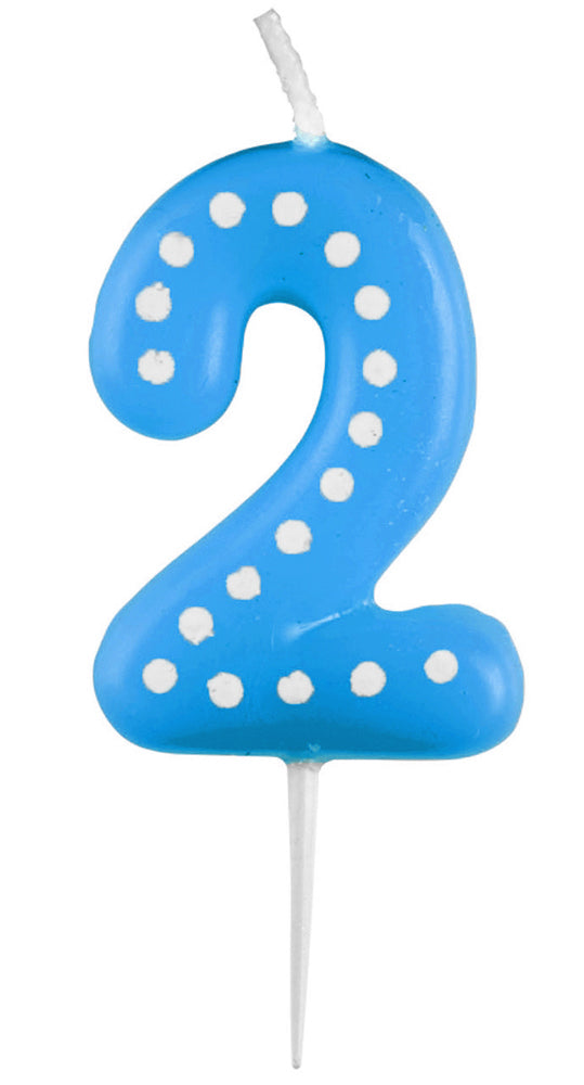 Zahlenkerze mit Punkten 6,5cm | Blau # 2