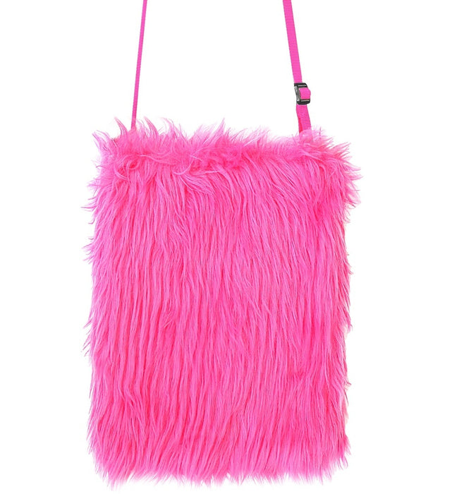 Neon Plüsch Handtasche 24 x 20 cm - Kostüm Zubehör 80er Jahre Rave Fasching Party