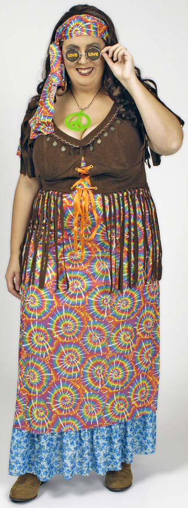 Hippie Retro Kostüm Rainbow Damen für große Größen