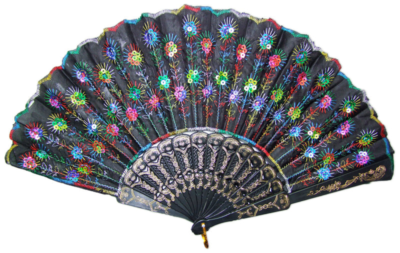 Barock Fächer mit Glitzer Pailletten | Zubehör Party Festival Karneval Kostüm