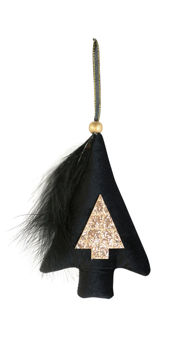 Riffelmacher Christbaumschmuck Samt Glitter Tannenbaum 20540 15cm - Schwarz / Gold