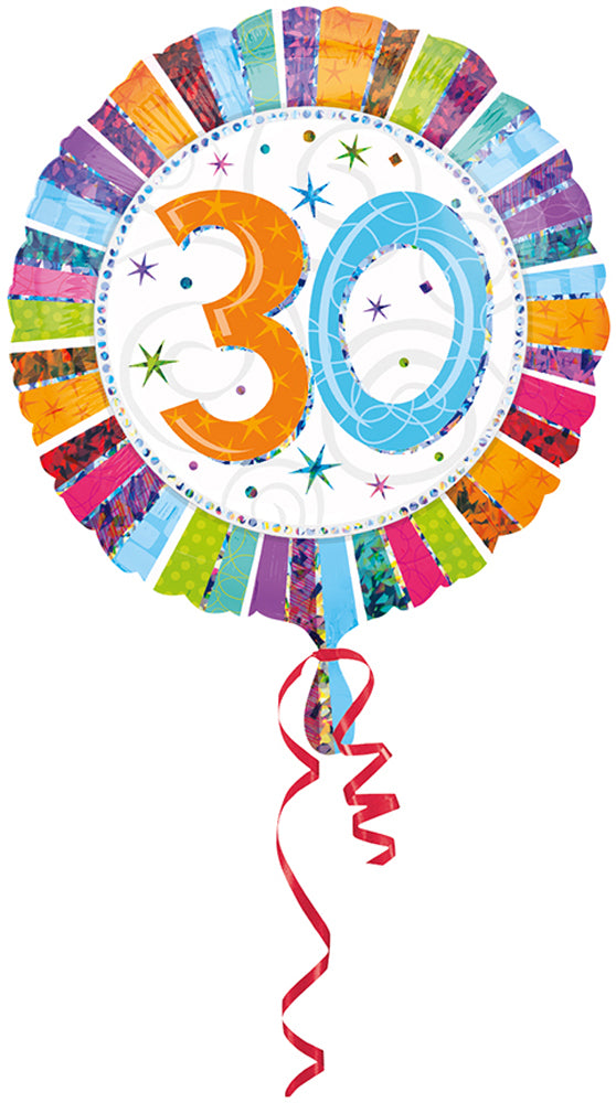 ABC18 Folienballon "30" Radiant Birthday Bunt | Ø 43cm