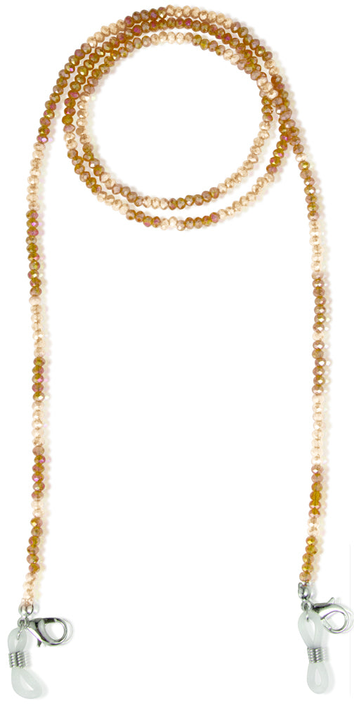 Brillenkette Maskenkette mit Glaskristallperlen - Bernstein