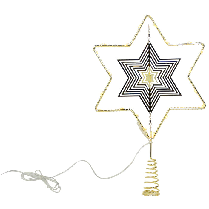 Riffelmacher Baumspitze Stern mit LED Beleuchtung 17753 | Gold 18 x 29 cm