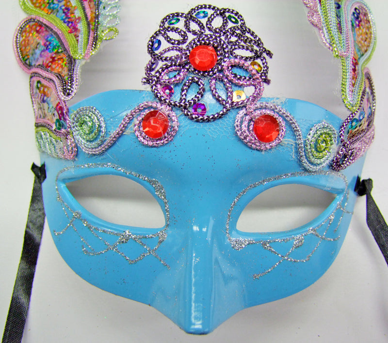 Augenmaske Florenz mit bunten Pailletten Türkis