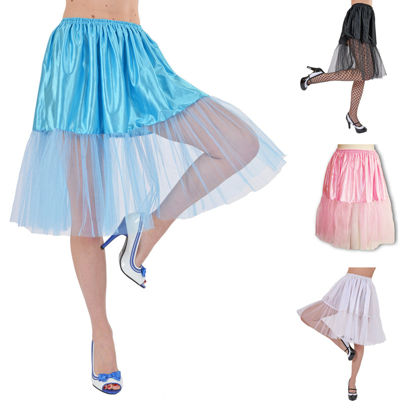 Petticoat Tüll Rock für Damen - Länge 60 cm | Zubehör 50er Jahre Party Kostüm