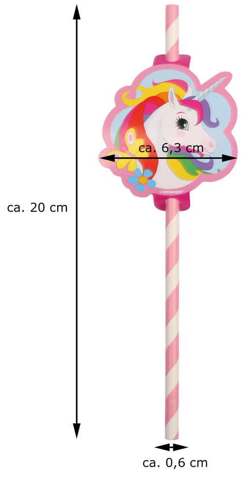 "Regenbogen Einhorn" 8 Trinkhalme Strohhalme mit Bild 9908224 | Kinder Geburtstag Partydekoration