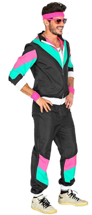 Party Trainingsanzug "80er Jahre" für Erwachsene | Schwarz