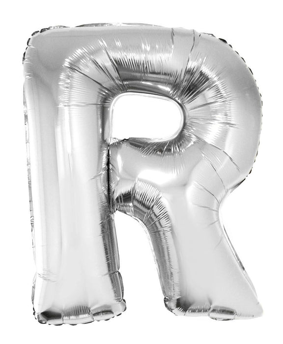 XXL Buchstaben Folienballon 100 cm - Silber Buchstabe R