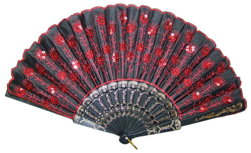 Barock Fächer mit Glitzer Pailletten | Zubehör Party Festival Karneval Kostüm