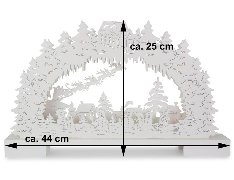 Riffelmacher Schwibbogen Winterlandschaft mit Schneemännern 44 x 25cm 76489 | Weiß