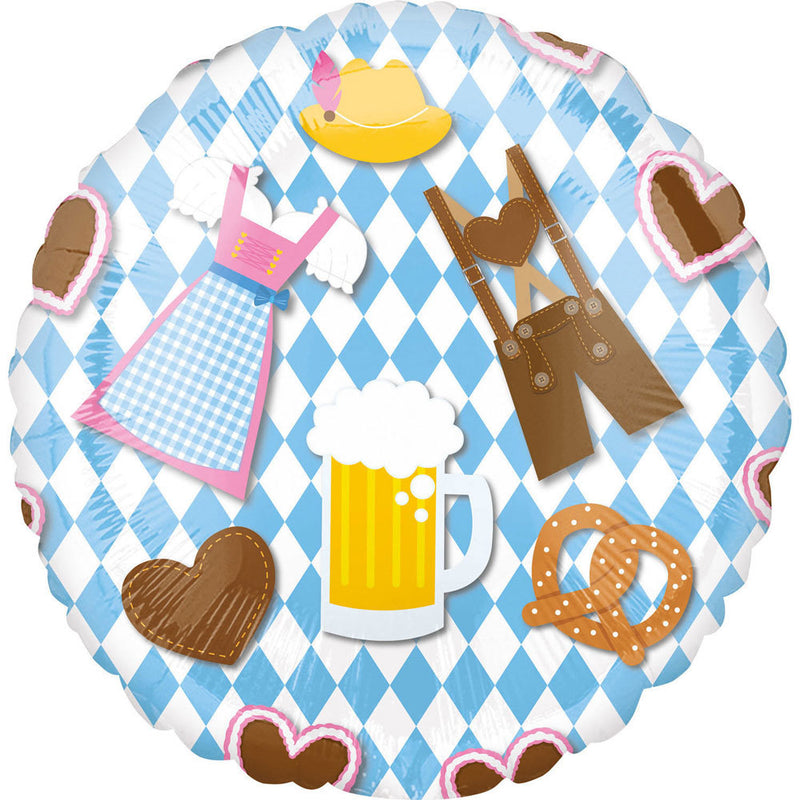 18"/Ø43cm Folienballon "Prost" Bierfest mit Dirndl Lederhose