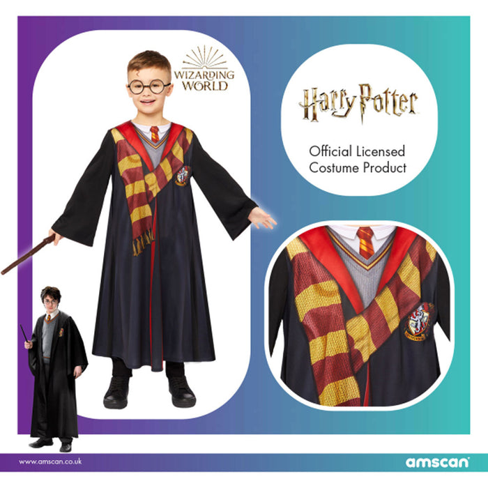 Harry Potter Deluxe Kostüm für Kinder - Schwarz Rot | Magier Zauberer