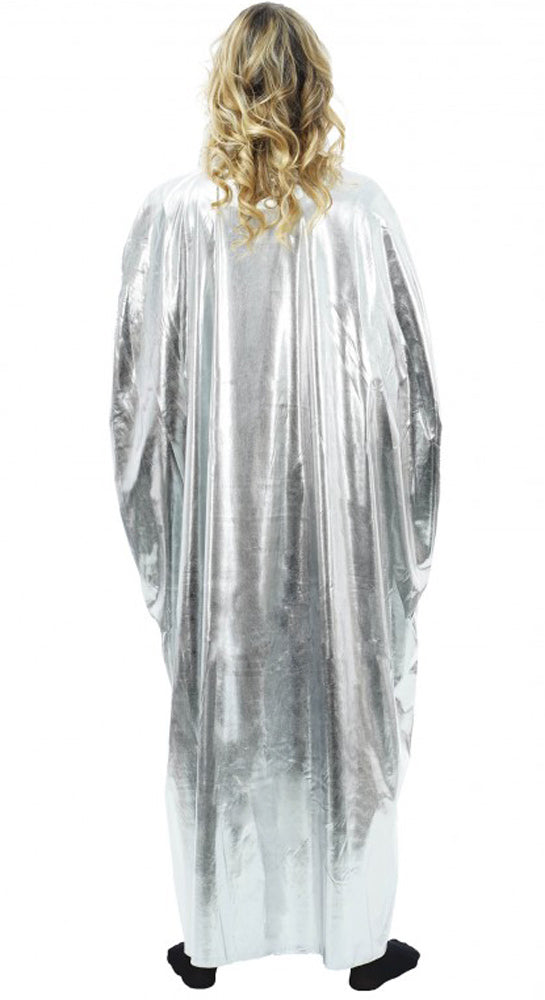 Metallic Glitzer Umhang mit Kapuze für Erwachsene 130 cm Länge | Kostüm Weltall Space Show