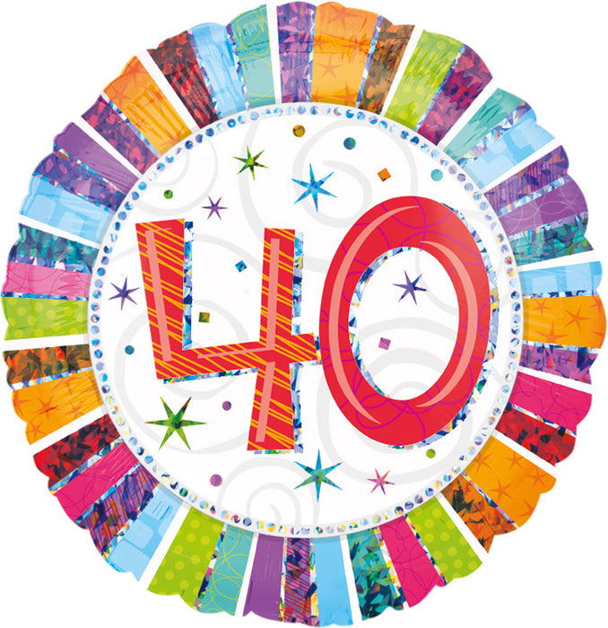 "40" Radiant Birthday Folienballon 45 cm - Bunt