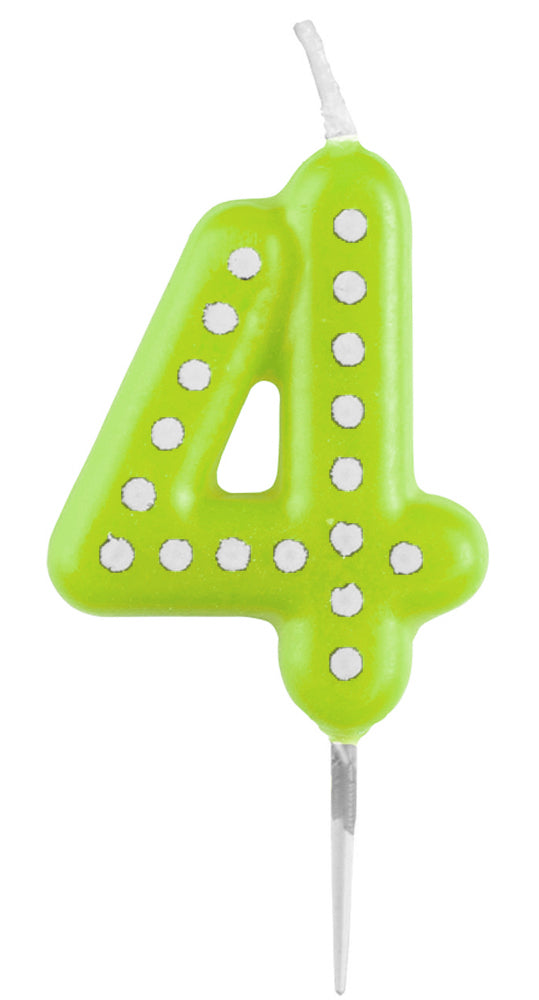 Zahlenkerze mit Punkten 6,5cm | Gr ün # 4