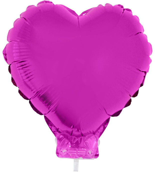 Herz Folienballon 28 cm mit Stab - Pink
