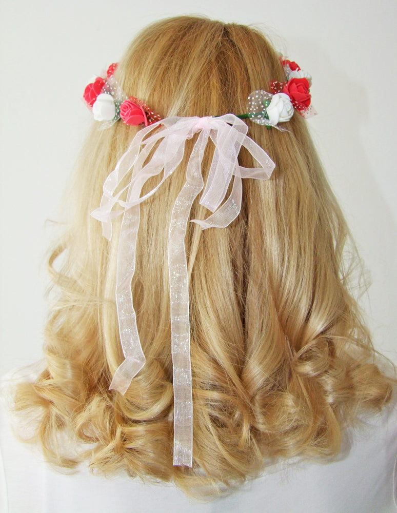 Blumenkranz Marina mit Röschen zum Binden - Pink