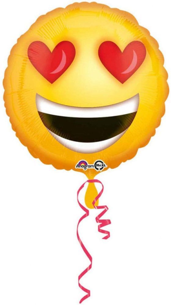 ABC18 Folienballon "Love Emoticon" Smiley Herzen | Ø 43 cm Gelb/Rot